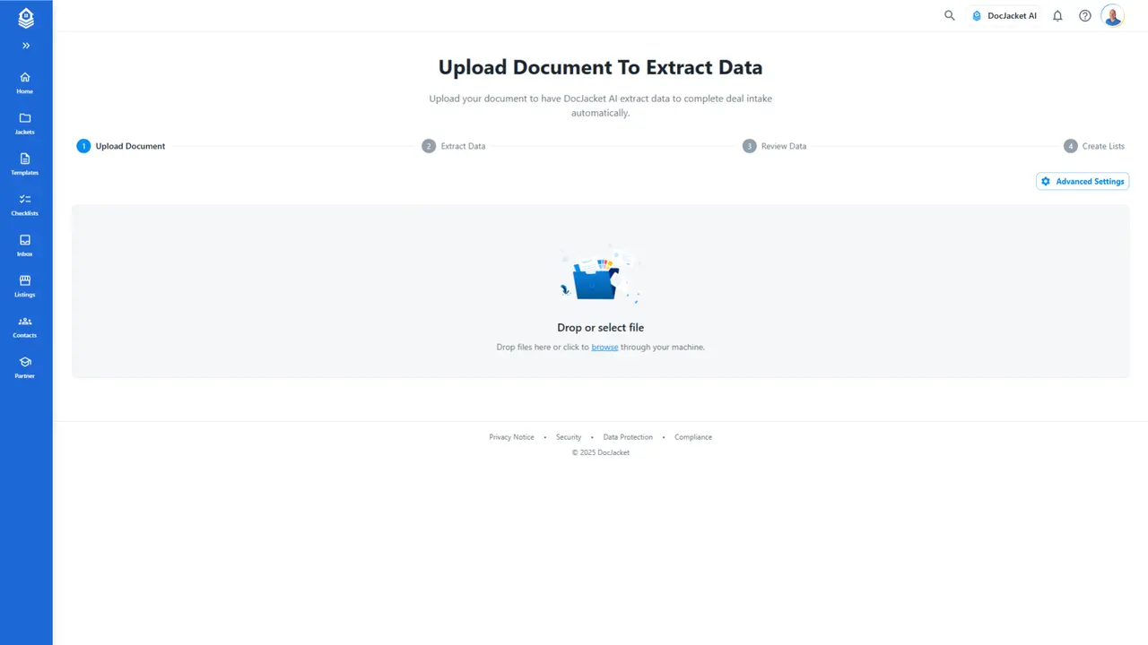 DocJacket demo - AI contract extraction and timeline generation